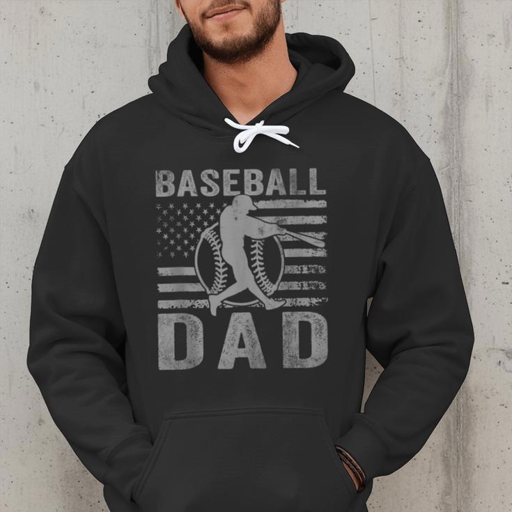 Baseball Dad USA American Flag Father's Day Men Men Hoodie
