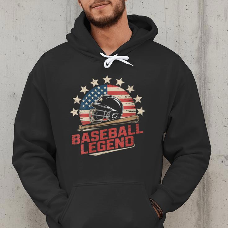Baseball Dad USA Flag Men Hoodie