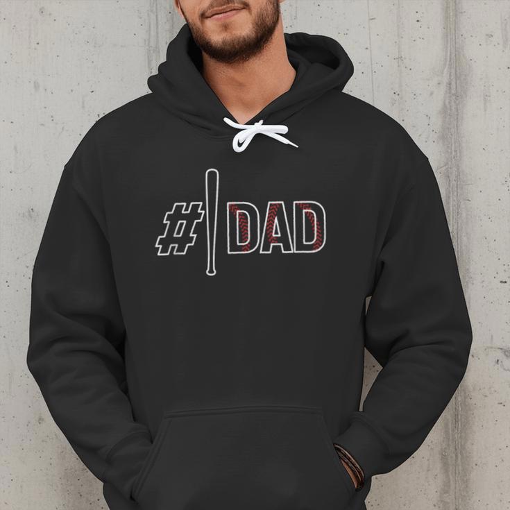 Baseball Player Dad Father's Day Number One Baseball Dad Men Hoodie