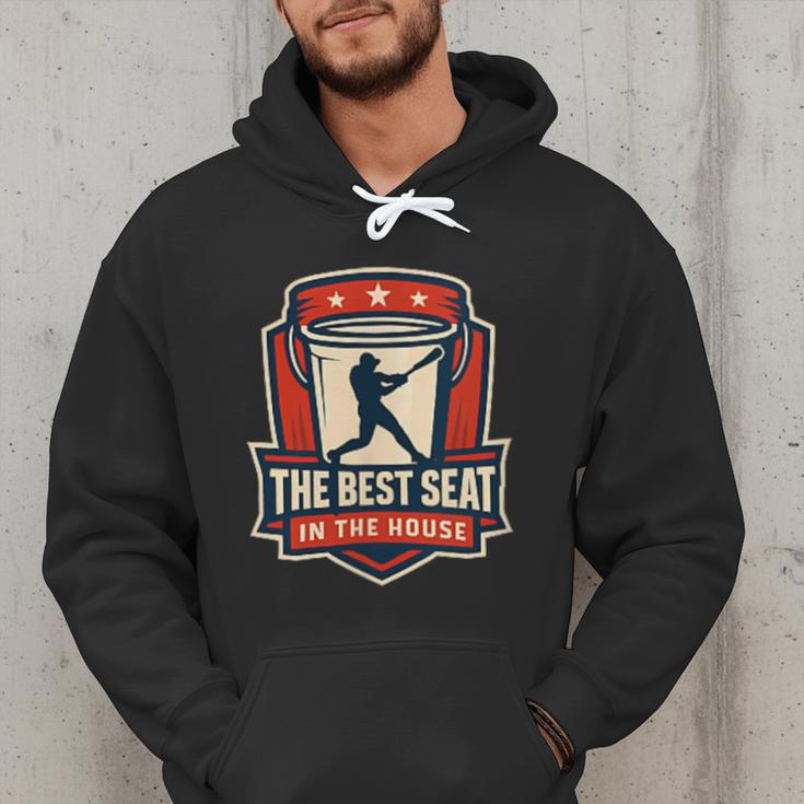 The Best Seat In The House Bucket Dad Baseball Dad Men Hoodie