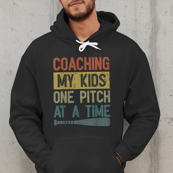 Coaching My Kids One Pitch At A Time Vintage Baseball Dad Men Hoodie Coaching My Kids One Pitch At A Time Vintage Baseball Dad Men Hoodie