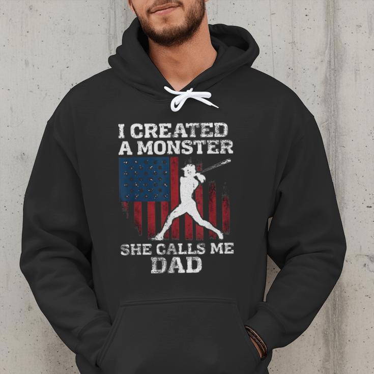 I Created Monster She Calls Me Dad Baseball Dad Men Hoodie