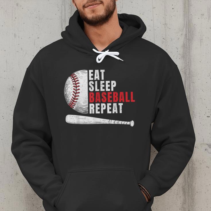 Eat Sleep Baseball Repeat Humor Baseball Dad Players Men Hoodie