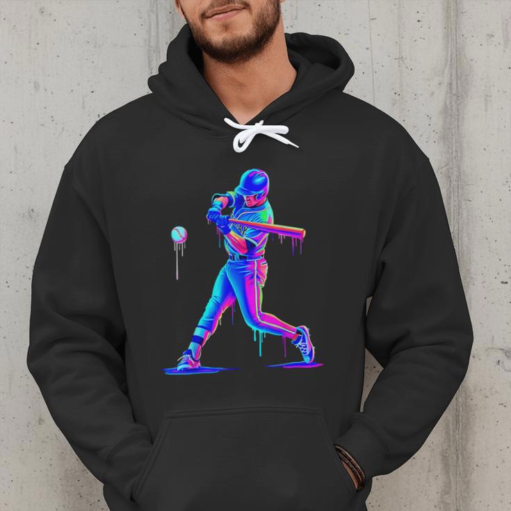 Ice Cream Drip Melting Baseball Bat Player Baseball Dad Men Hoodie