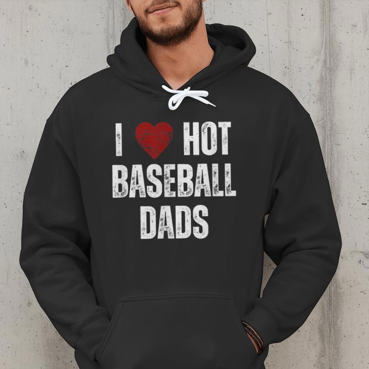 I Love Hot Baseball Dads Red Hearts Men Hoodie