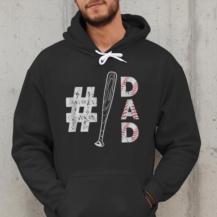 Number One Baseball Dad Fathers Day Baseball Player Dad Men Hoodie