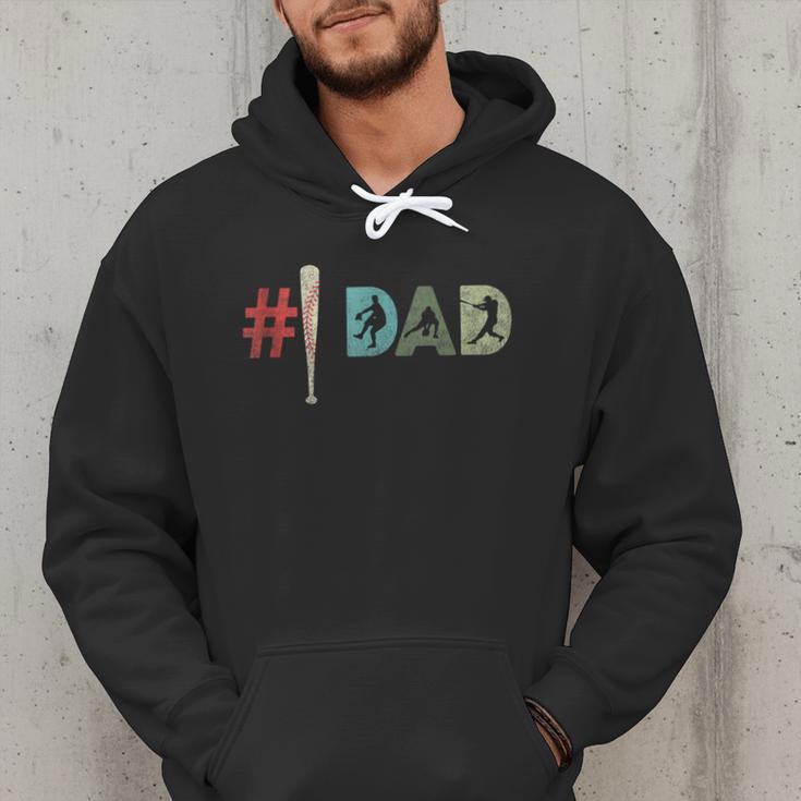 Number One Baseball Dad Father's Day Baseball Player Dad Men Hoodie