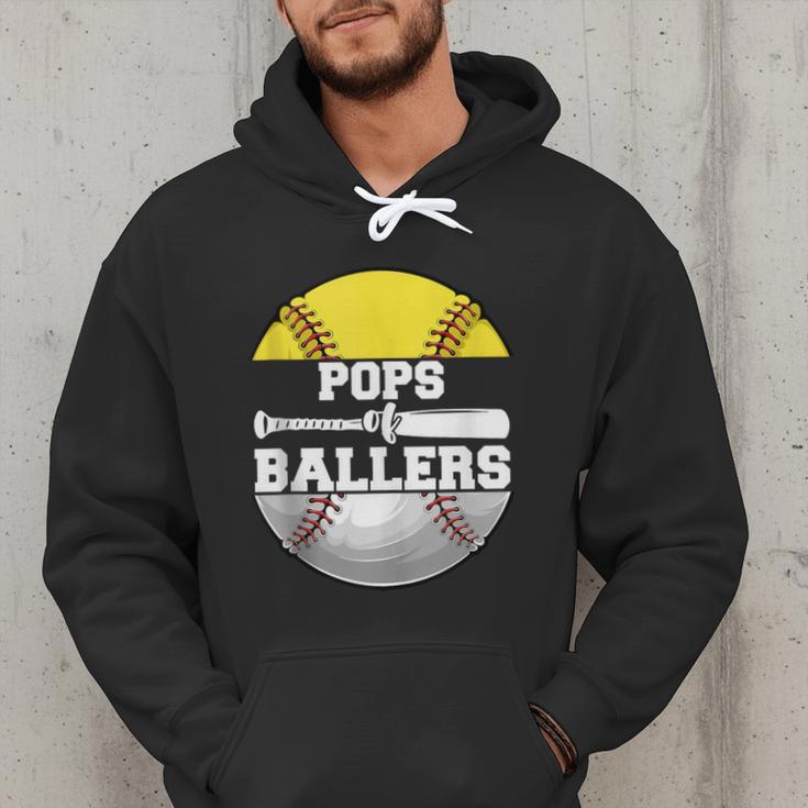 Pops Of Ballers Softball Baseball Dad Men Hoodie Pops Of Ballers Softball Baseball Dad Men Hoodie