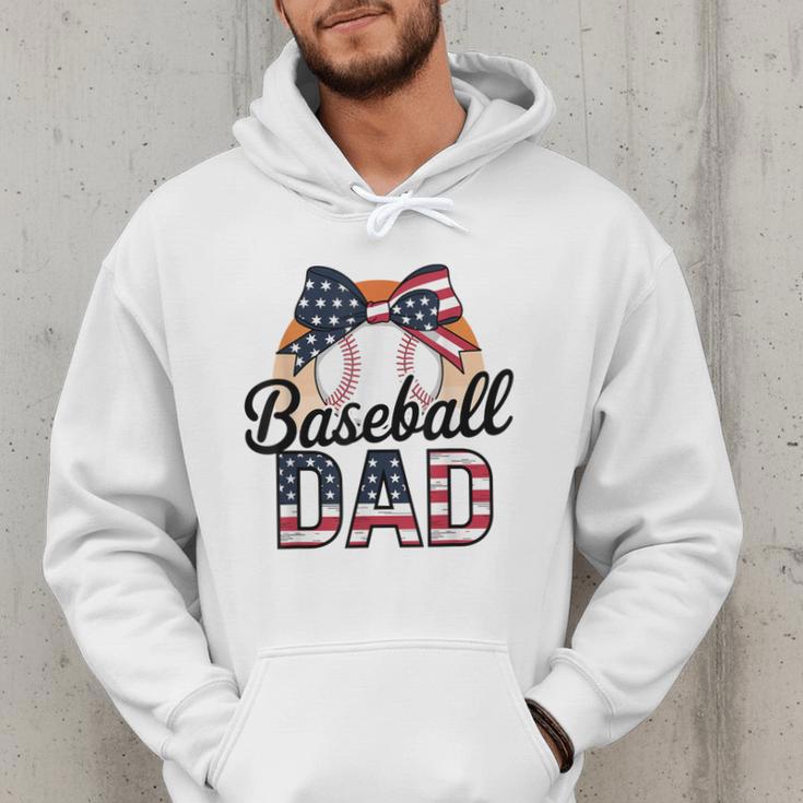 Baseball Dad American Flag Bow Sports Men Hoodie