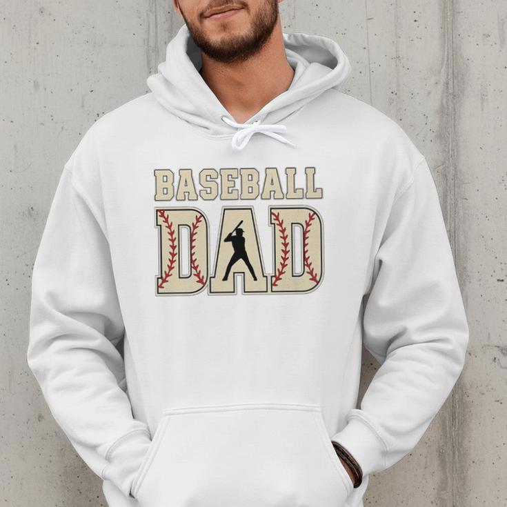 Baseball Dad Distressed Bold Stitch Graphic Sports Father Premium Men Hoodie