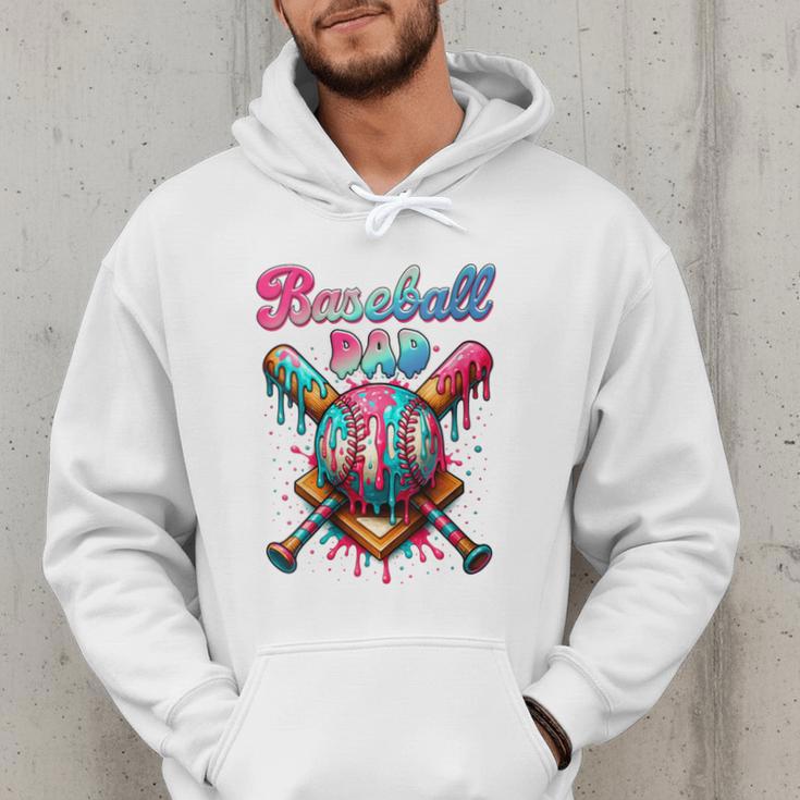 Baseball Dad Game Day Vibes Ice Cream Drip Baseball Daddy Men Hoodie
