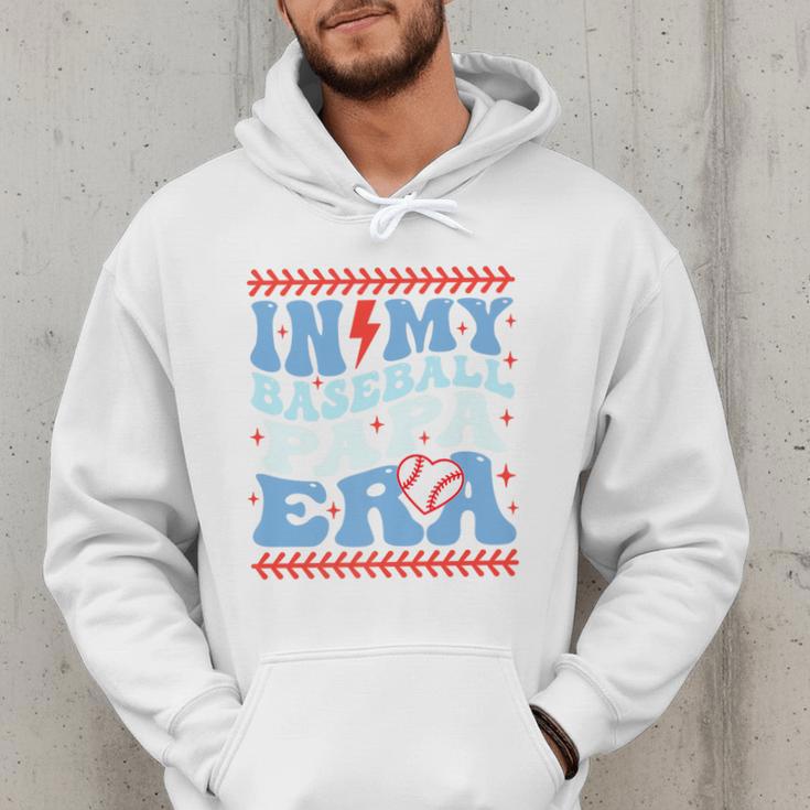 In My Baseball Papa Era Groovy Baseball Dad Family Matching Premium Men Hoodie