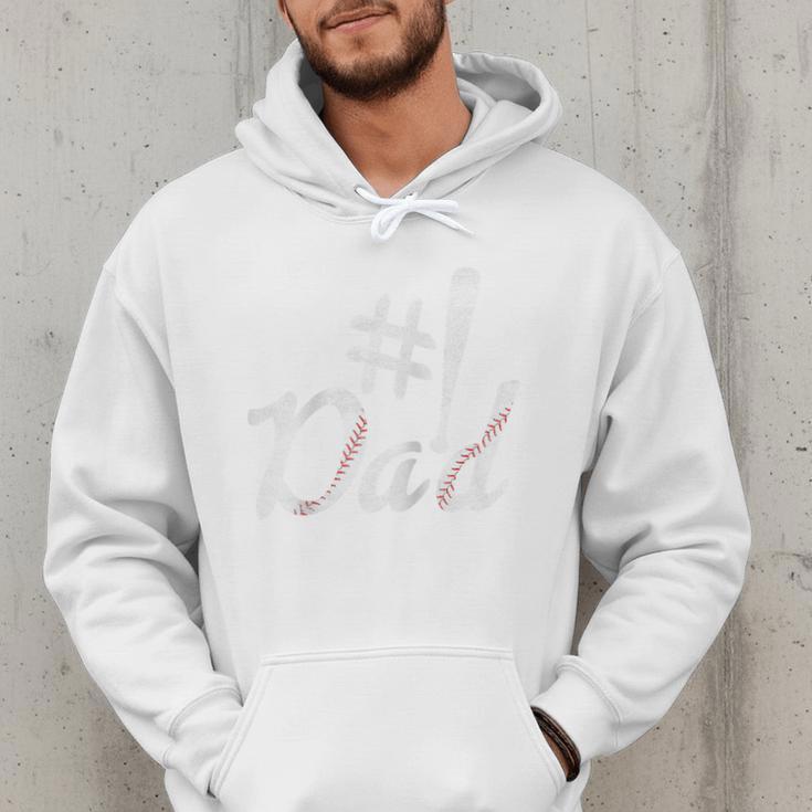 Baseball Player Dad Papa Fathers Day Number One Baseball Dad Raglan Baseball Tee Men Hoodie