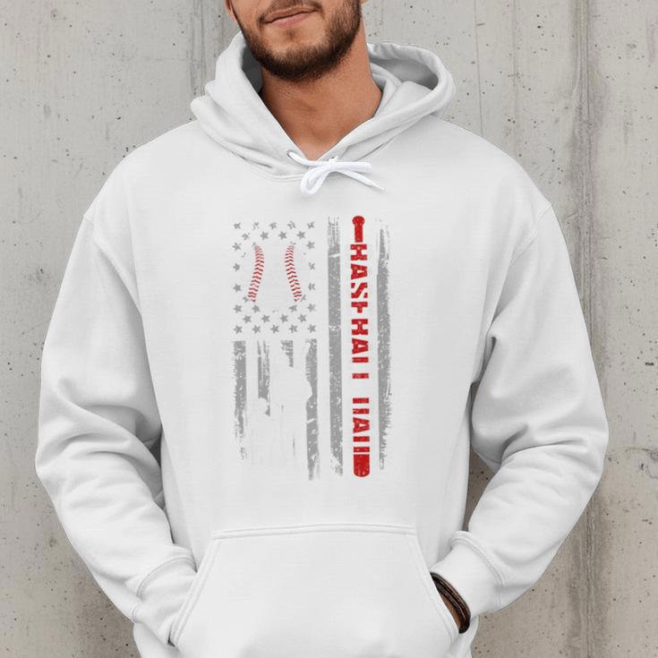 Father's Day USA Flag Patriotic Baseball Dad Premium Men Hoodie