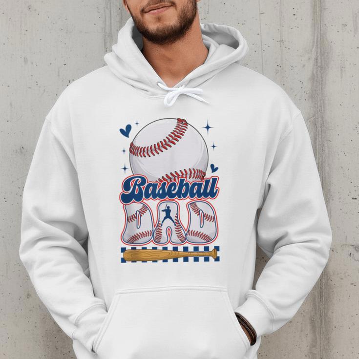 Groovy Baseball Dad Daddy Father Happy Fathers Day Men Guys Men Hoodie