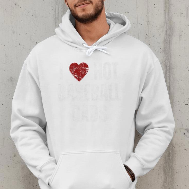 I Love Hot Baseball Dads Red Hearts Premium Men Hoodie