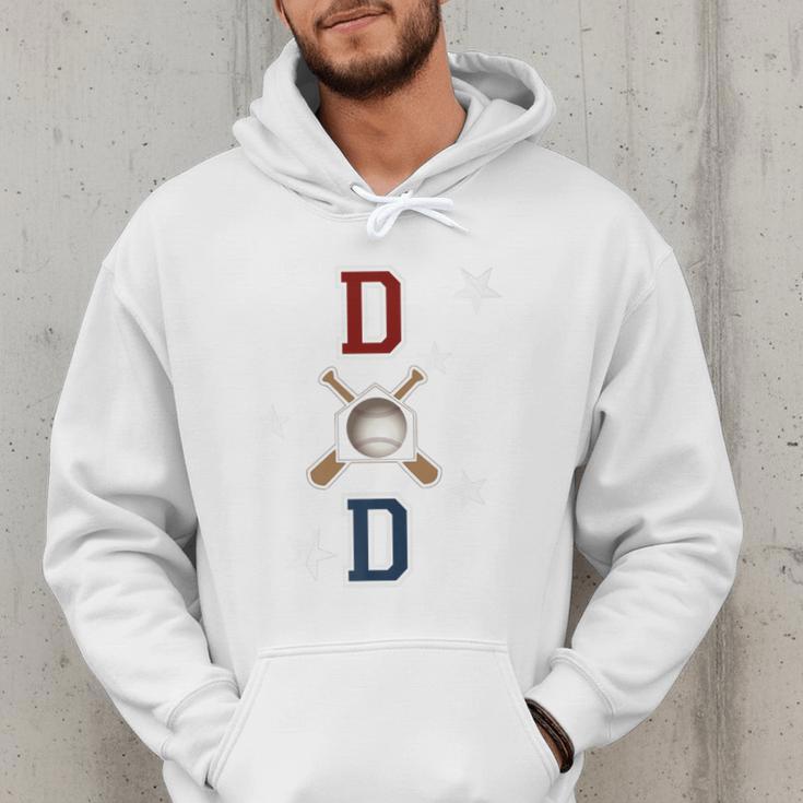 Patriotic Baseball Dad Father's Day Red Blue Star Premium Men Hoodie