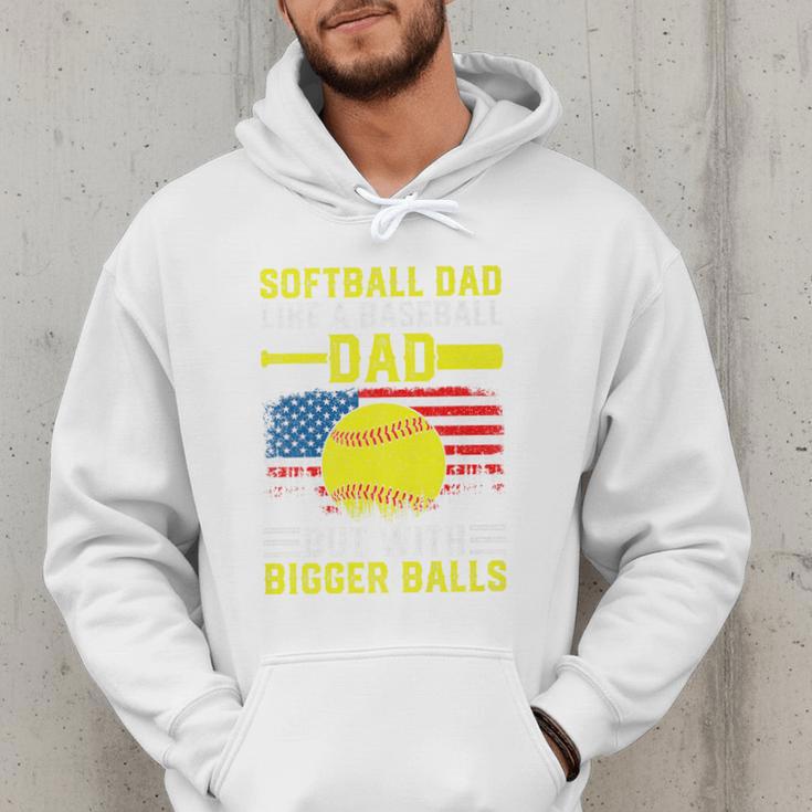 Softball Dad Like A Baseball Dad But Bigger Balls Back Premium Men Hoodie Softball Dad Like A Baseball Dad But Bigger Balls Back Premium Men Hoodie