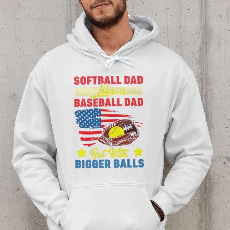 Softball Dad Like A Baseball Dad But With Bigger Balls Premium Men Hoodie