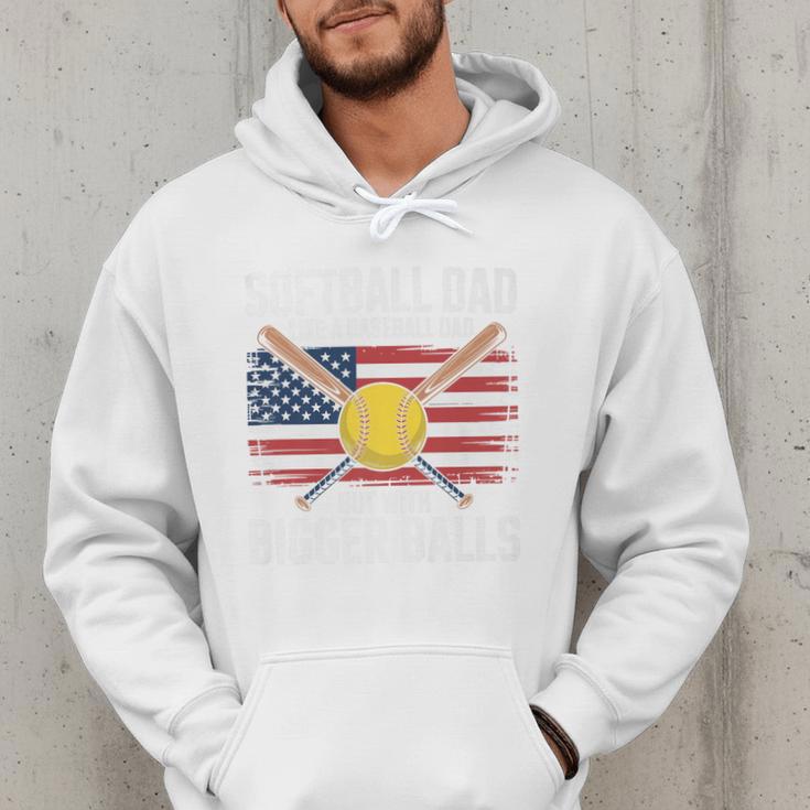 Softball Dad Like A Baseball Dad With Bigger Balls Sport Dad Premium Men Hoodie