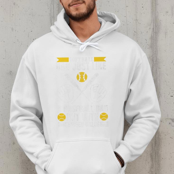 Softball Dad Like a Baseball Dad With Bigger Balls Softball Premium Men Hoodie Softball Dad Like a Baseball Dad With Bigger Balls Softball Premium Men Hoodie