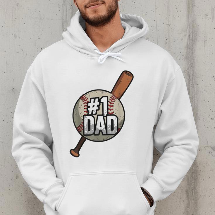 Vintage 1 Baseball Dad Daddy Father's Day Son And Daughter Men Hoodie