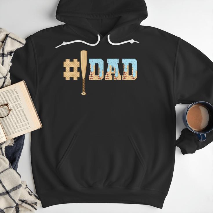 1 Dad Baseball Ice Cream Drip Fathers Day Baseball Daddy Men Hoodie