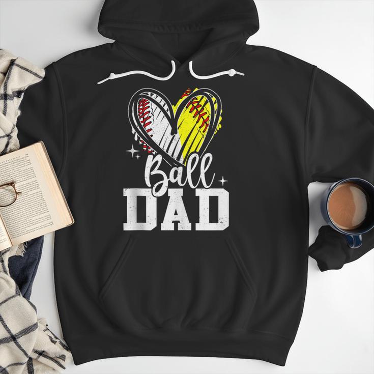 Ball Dad Softball Baseball Dad Daddy Men Hoodie