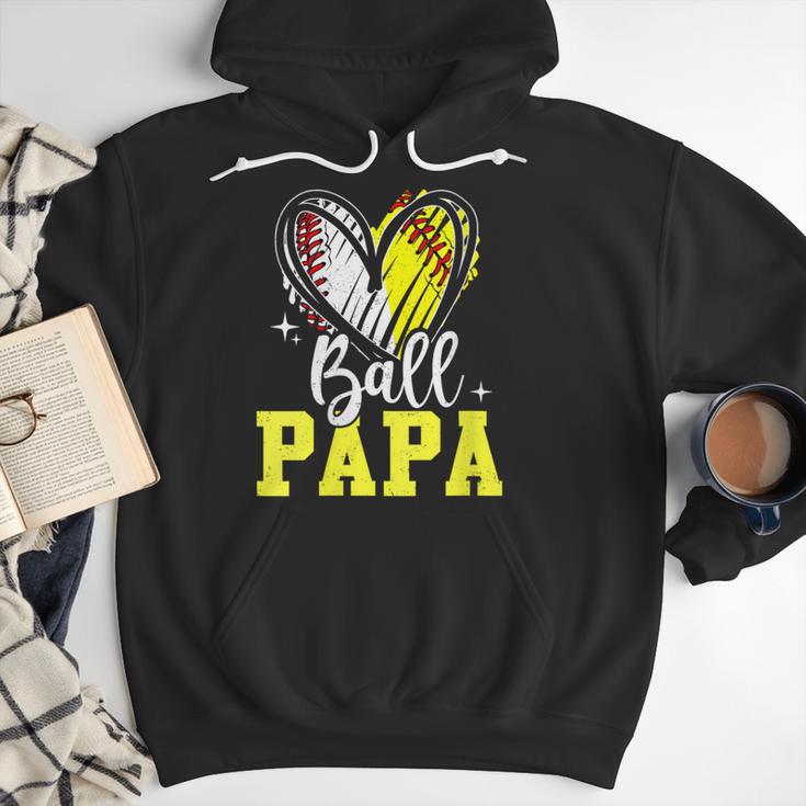 Ball Papa Softball Baseball Dad Daddy Men Hoodie