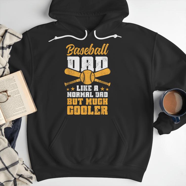 Baseball Dad Much Cooler Funny Softball And Baseball Game Men Hoodie
