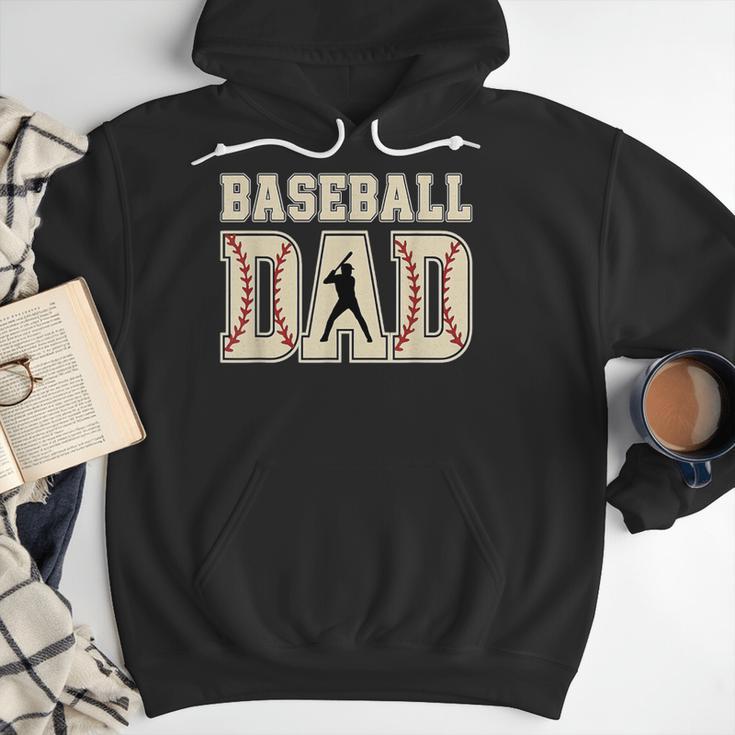 Baseball Dad Distressed Bold Stitch Graphic Sports Father Men Hoodie