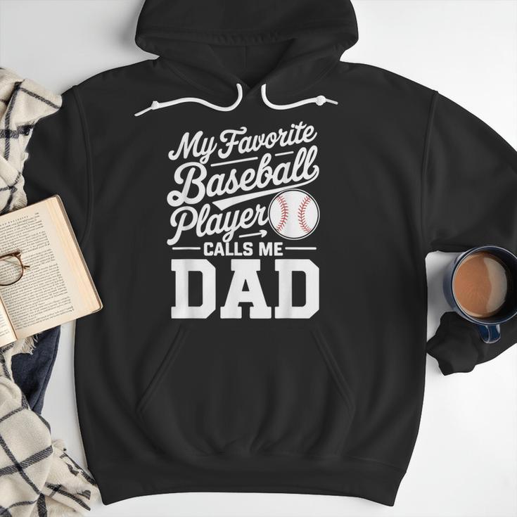 Baseball Dad My Favorite Baseball Player Calls Me Dad Men Hoodie