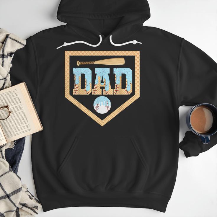 Baseball Dad Ice Cream Drip Home Plate Bat Cool Fathers Day Men Hoodie Baseball Dad Ice Cream Drip Home Plate Bat Cool Fathers Day Men Hoodie