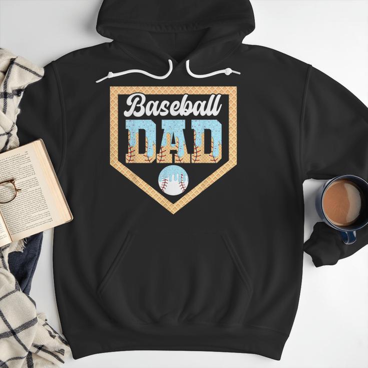 Baseball Dad Ice Cream Drip Home Plate Cool Fathers Day Men Hoodie Baseball Dad Ice Cream Drip Home Plate Cool Fathers Day Men Hoodie