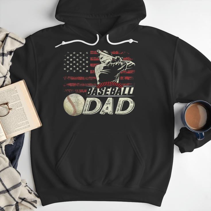 Baseball Dad US Flag For Dad Men Patriotic Fathers Day Men Hoodie Baseball Dad US Flag For Dad Men Patriotic Fathers Day Men Hoodie