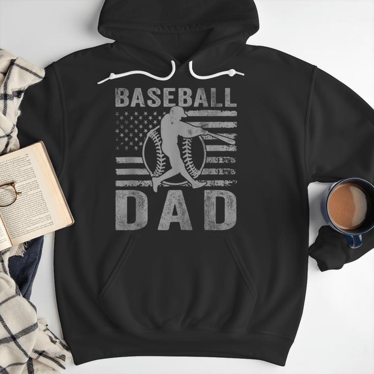 Baseball Dad USA American Flag Father's Day Men Men Hoodie