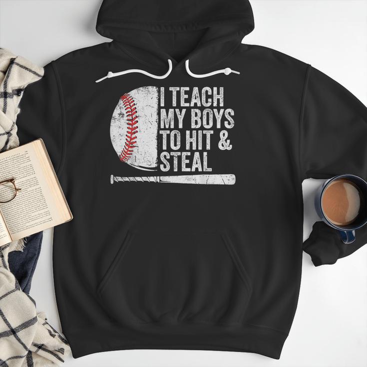 Baseball Dads Baseball Dad I Teach My Boys To Hit And Steal Men Hoodie Baseball Dads Baseball Dad I Teach My Boys To Hit And Steal Men Hoodie