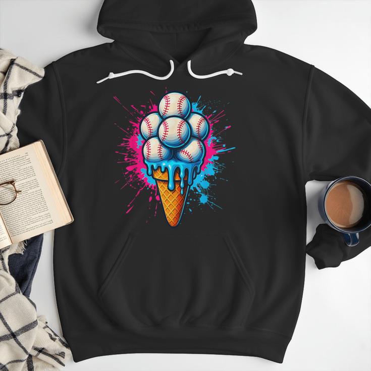 Baseball Ice Cream Drip Baseball Dad Sports Fan Youth Boys Men Hoodie Baseball Ice Cream Drip Baseball Dad Sports Fan Youth Boys Men Hoodie