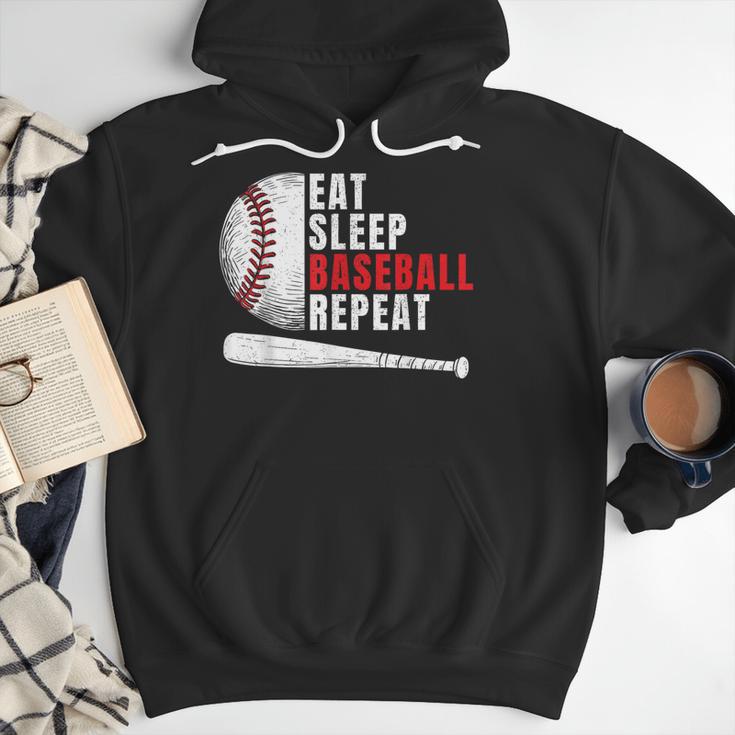 Eat Sleep Baseball Repeat Humor Baseball Dad Players Men Hoodie