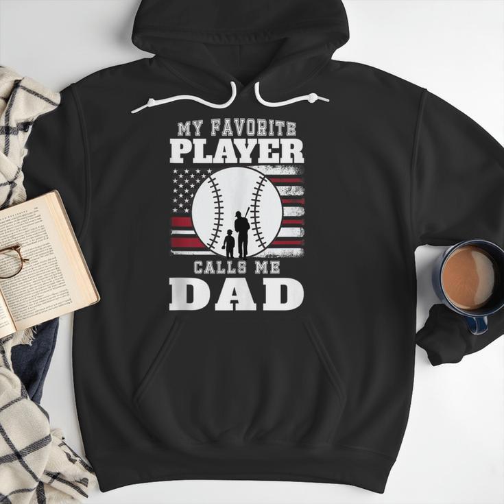 My Favorite Player Calls Me Dad Cool Baseball Dad Tee Men Hoodie