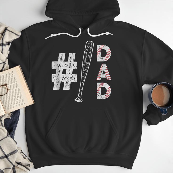 Number One Baseball Dad Fathers Day Baseball Player Dad Men Hoodie