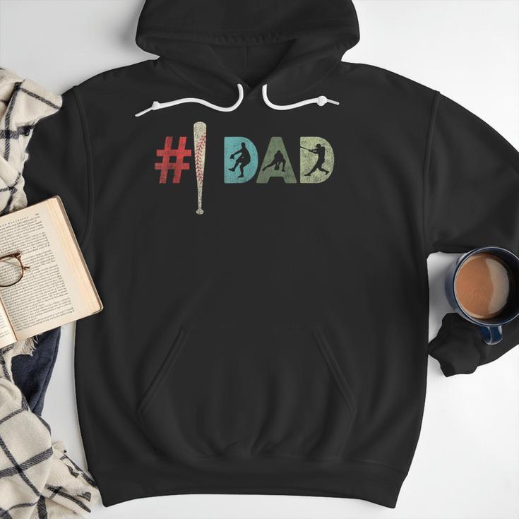 Number One Baseball Dad Father's Day Baseball Player Dad Men Hoodie
