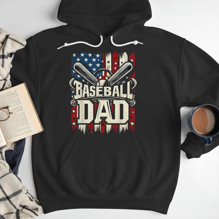 Retro American Flag Baseball Dad Father's Day Men Hoodie