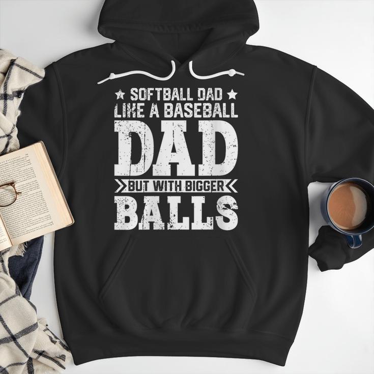 Vintage Softball Dad Like A Baseball Dad Fathers Day Men Hoodie