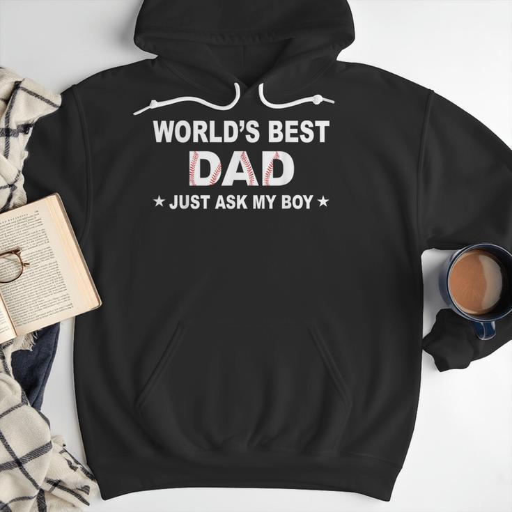 World's Best Dad Just Ask My Boy Baseball Dad Father's Day Men Hoodie World's Best Dad Just Ask My Boy Baseball Dad Father's Day Men Hoodie