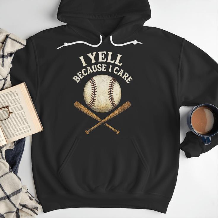 I Yell Because I Care Baseball Dad Coach Men Hoodie