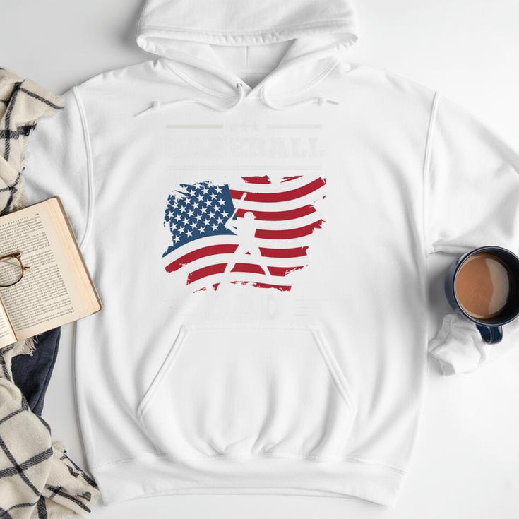 Baseball DAD American Flag Patriotic Father's Day Premium Men Hoodie