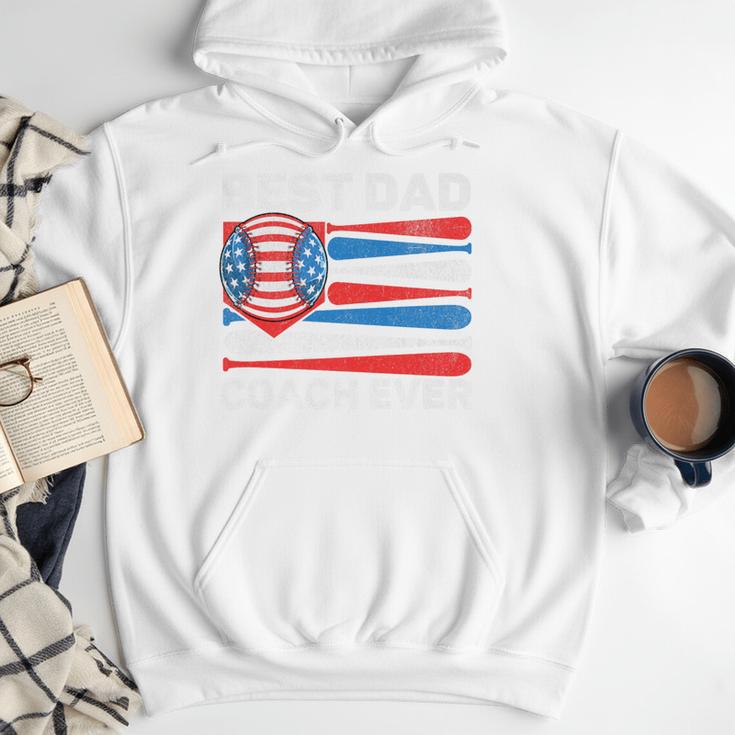 Best Dad Coach Ever Baseball Dad American Flag 4th Of July Premium Men Hoodie