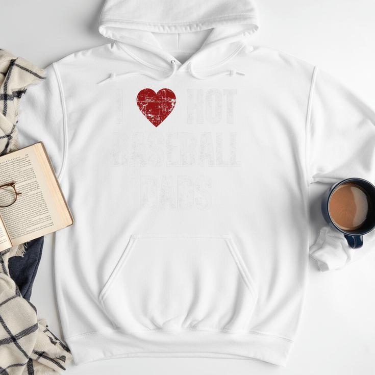 I Love Hot Baseball Dads Red Hearts Premium Men Hoodie