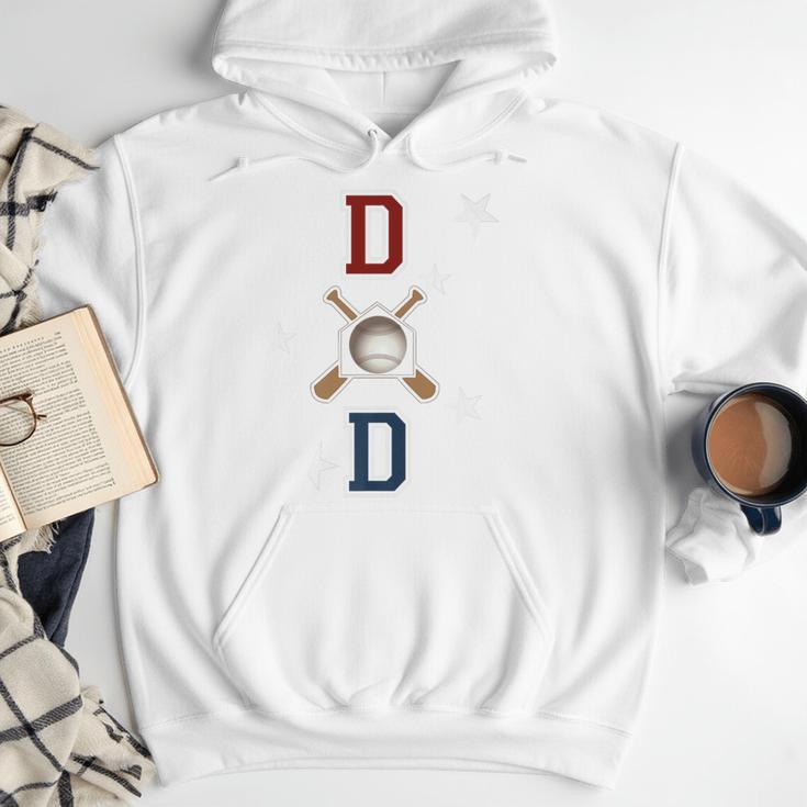 Patriotic Baseball Dad Father's Day Red Blue Star Premium Men Hoodie
